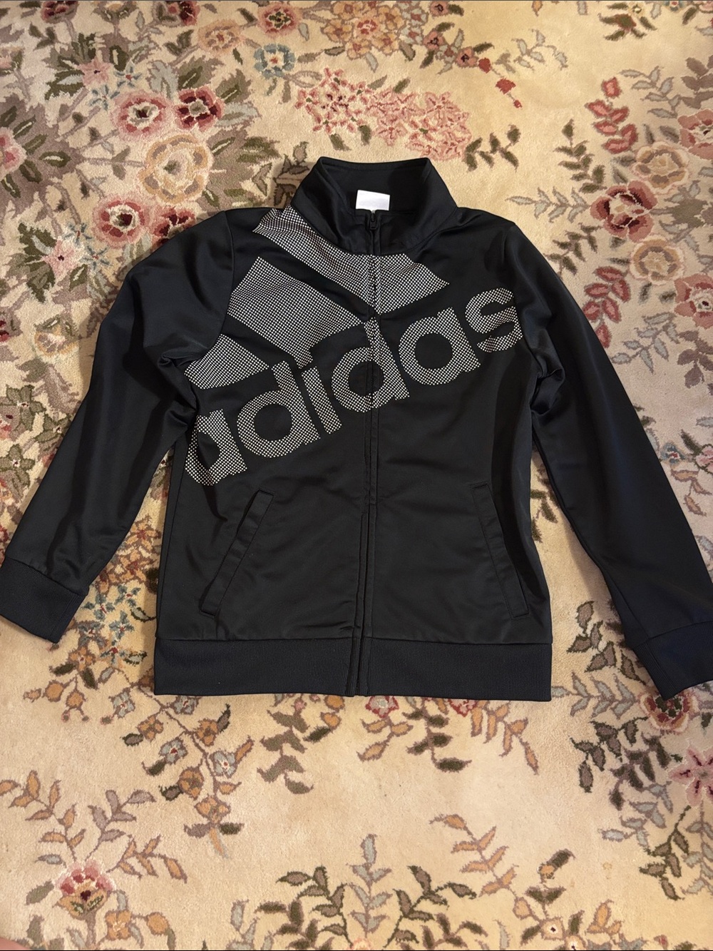 Adidas Black Kids Zip-Up Logo